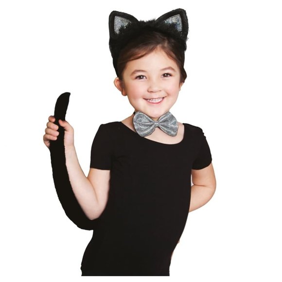 Halloween Female Black Cat Accessory Kit for Children 3 Pieces new - Picture 2 of 2